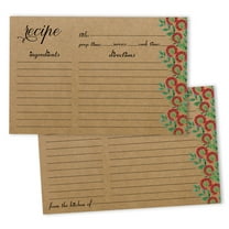 Inkdotpot 4x6 Inch Recipe Cards (Set of 50) , Thick Double Sided Premium Card Stock- Modern Style Kraft Recipe Notecards for Weddings- Bridal- Baby Shower - Floral & Leaves Theme