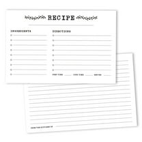 Inkdotpot 4x6 Inch Recipe Cards (Set of 50) , Thick Double Sided Premium Card Stock- Modern Style White Recipe Notecards for Weddings- Bridal- Baby Shower - Classic White Theme