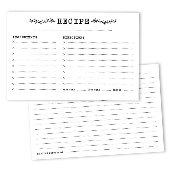 Inkdotpot 4x6 Inch Recipe Cards (Set of 50) , Thick Double Sided Premium Card Stock- Modern Style White Recipe Notecards for Weddings- Bridal- Baby Shower - Classic White Theme