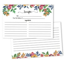 Inkdotpot 4x6 Inch Recipe Cards (Set of 50) , Thick Double Sided Premium Card Stock- Modern Style White Recipe Notecards for Weddings- Bridal- Baby Shower - Floral Theme