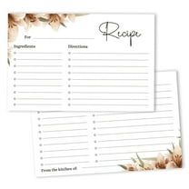 Inkdotpot 4x6 Inch Recipe Cards (Set of 50) , Thick Double Sided Premium Card Stock- Modern Style White Recipe Notecards for Weddings- Bridal- Baby Shower - Floral Theme