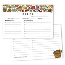 Inkdotpot 4x6 Inch Recipe Cards (Set of 50) , Thick Double Sided Premium Card Stock- Modern Style White Recipe Notecards for Weddings- Bridal- Baby Shower - Fruits & Veggies Theme