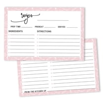 Inkdotpot 4x6 Inch Recipe Cards (Set of 50) , Thick Double Sided Premium Card Stock- Modern Style White Recipe Notecards for Weddings- Bridal- Baby Shower - Baby Pink Border Theme