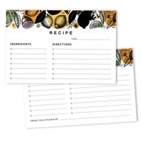 Inkdotpot 4x6 Inch Recipe Cards (Set of 50) , Thick Double Sided Premium Card Stock- Modern Style White Recipe Notecards for Weddings- Bridal- Baby Shower - fruits Theme