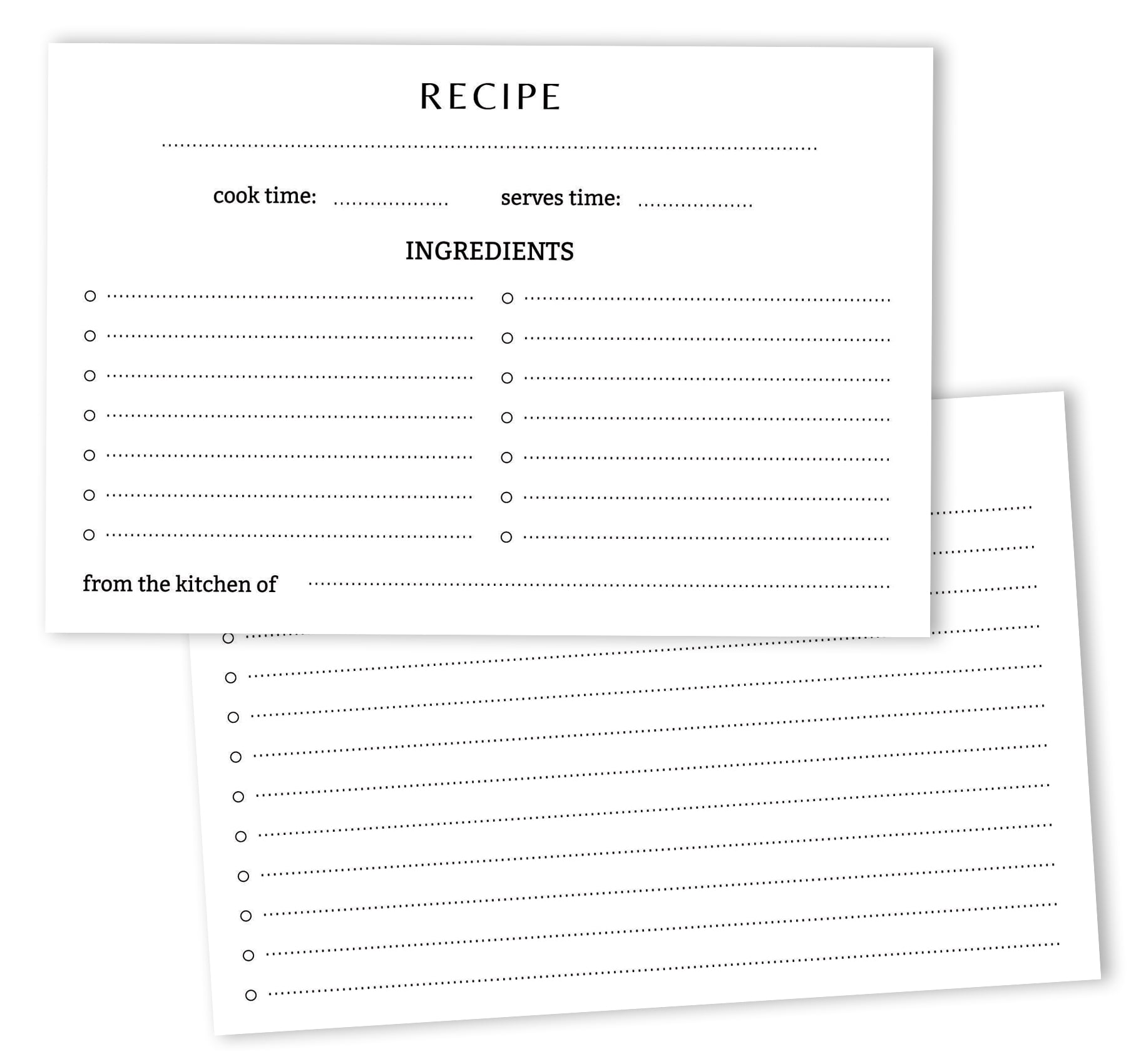Notes Style Recipe Inkdotpot 4x6 Inch Recipe Cards (Set of 50) , Thick Double Sided ...