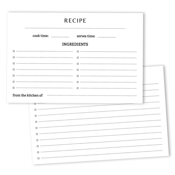 Inkdotpot 4x6 Inch Recipe Cards (Set of 50) , Thick Double Sided Premium Card Stock- Modern Style White Recipe Notecards for Weddings- Bridal- Baby Shower - Classic White Theme