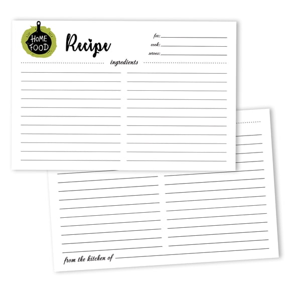 Inkdotpot 4x6 Inch Recipe Cards (Set of 50) , Thick Double Sided Premium Card Stock- Modern Style White Recipe Notecards for Weddings- Bridal- Baby Shower - Homemade Food Theme