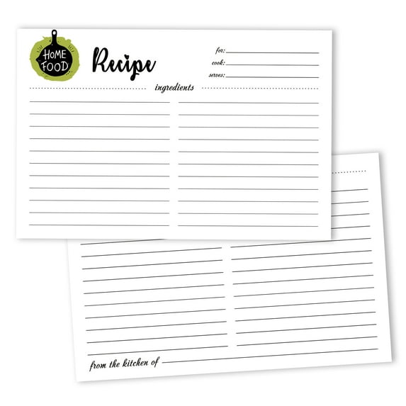 Inkdotpot 4x6 Inch Recipe Cards (Set of 50) , Thick Double Sided Premium Card Stock- Modern Style White Recipe Notecards for Weddings- Bridal- Baby Shower - Homemade Food Theme