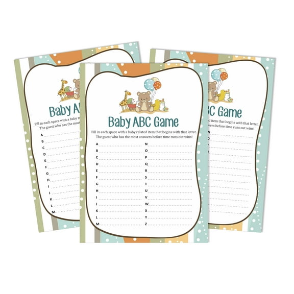 Inkdotpot 50 BabyAlphabetABCGameBaby Toys Baby Shower Game Gender Neutral Party Supplies