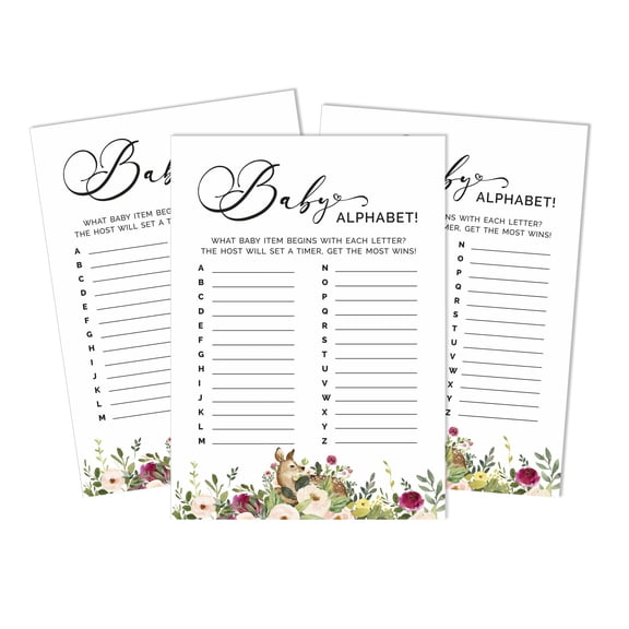 Inkdotpot 50 BabyAlphabetABCGameDeer Animal Baby Shower Game Oh Deer Party Supplies