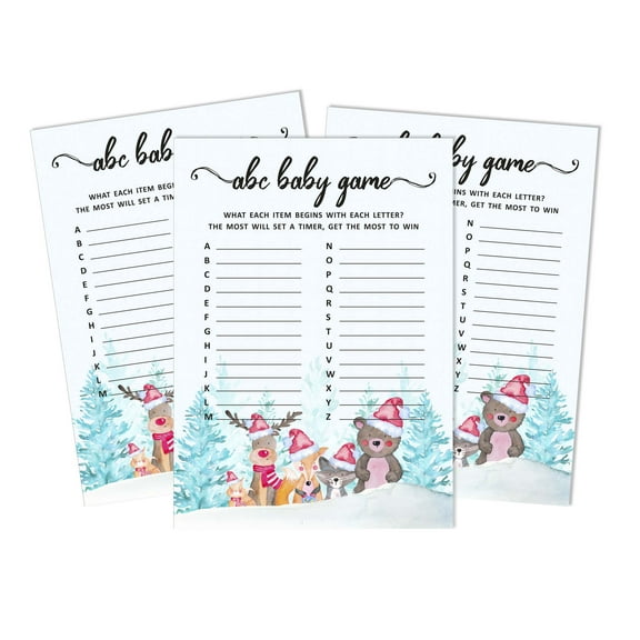 Inkdotpot 50 BabyAlphabetABCGameWinter Jungle Theme Baby Shower Game Gender Neutral Party Supplies