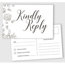 Inkdotpot 50 Blank RSVP Cards,RSVP Postcards No Envelopes Needed,Floral Print Response Card,RSVP For Wedding,Baby Shower,Bridal Shower