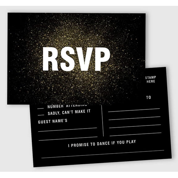 Inkdotpot 50 Blank RSVP Cards,RSVP Postcards No Envelopes Needed,Gold Confetti Print Response Card,RSVP For Wedding,Baby Shower,Bridal Shower