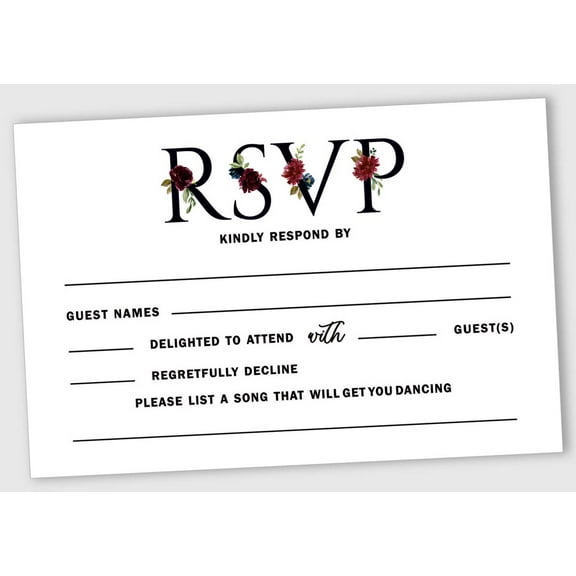 Inkdotpot 50 Blank RSVP Cards With White Envelopes Floral 4"x6" Response Cards-RSVP Reply Card For Wedding-Bridal Shower-Baby Shower-Rehearsal Dinner