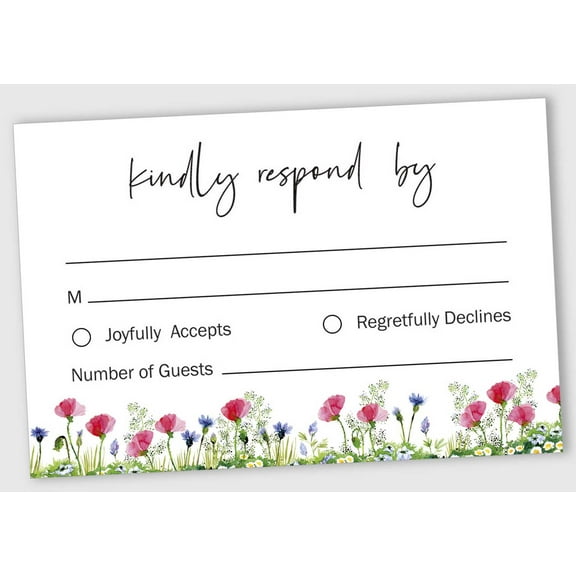 Inkdotpot 50 Blank RSVP Cards With White Envelopes-Floral Style Response Card-RSVP For Wedding-Rehearsal Dinner-Baby Shower-Bridal Shower-Engagement Party Invitations