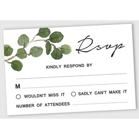 Inkdotpot 50 Blank RSVP Cards With White Envelopes-Greenery Style Response Card-RSVP For Wedding-Rehearsal Dinner-Baby Shower-Bridal Shower-Engagement Party Invitations