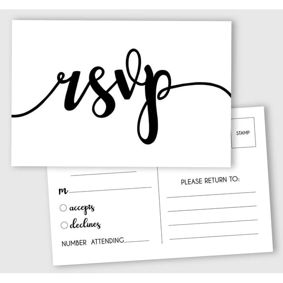 Inkdotpot 50 Blank RSVP Postcards Elegant Script Style Print 4"X6" Response Cards,RSVP Reply Card For Wedding,Bridal Shower,Baby Shower
