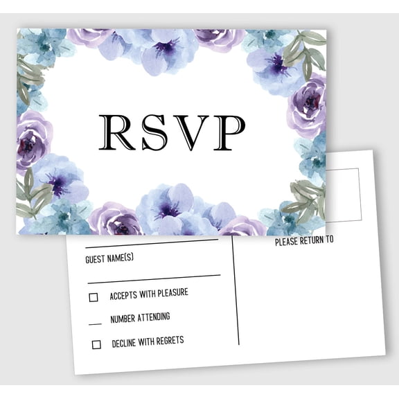 Inkdotpot 50 Blank RSVP Postcards Floral Print 4"X6" Response Cards,RSVP Reply Card For Wedding,Bridal Shower,Baby Shower