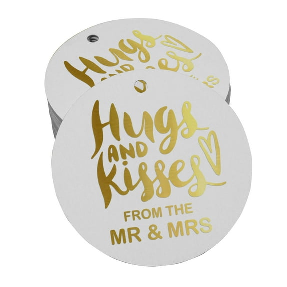 Inkdotpot 50 Pack Hugs & Kisses From The Wedding Favor Paper Tag Craft Real Gold Foil Hang Tag