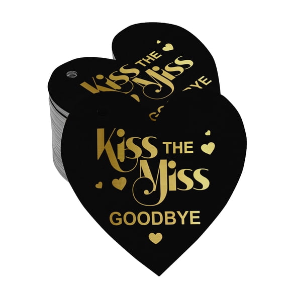 Inkdotpot 50 Pack Kiss The Miss Goodbye Bridal Shower Favor Paper Tag Craft Real Gold Foil Hang Tag