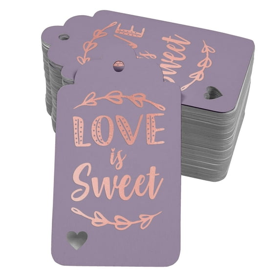 Inkdotpot 50 Pack Love Is Sweet Wedding Favor Paper Tags Craft Real Rose Gold Foil Hang Tag