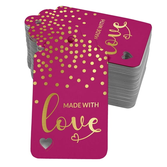 Inkdotpot 50 Pack Made With Love Text Favor Paper Tags Craft Real Gold Foil Hang Tag