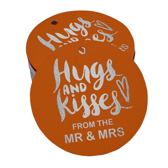 Inkdotpot 50 Pack Real Silver Foil Paper Tags Hugs & Kisses From The Wedding Favor Hang Tags