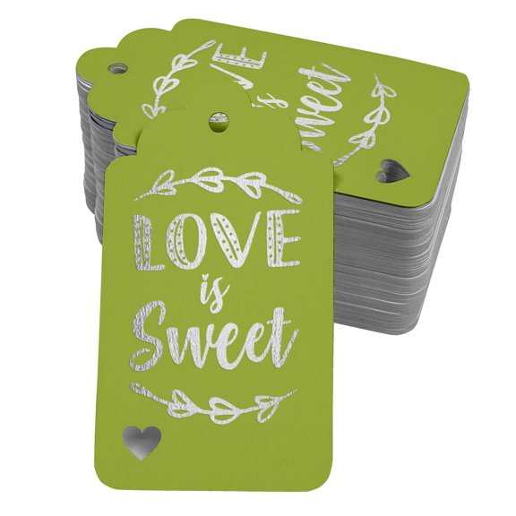 Inkdotpot 50 Pack Real Silver Foil Paper Tags Love Is Sweet Wedding Favor Hang Tag