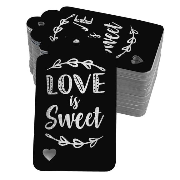 Inkdotpot 50 Pack Real Silver Foil Paper Tags Love Is Sweet Wedding Favor Hang Tag
