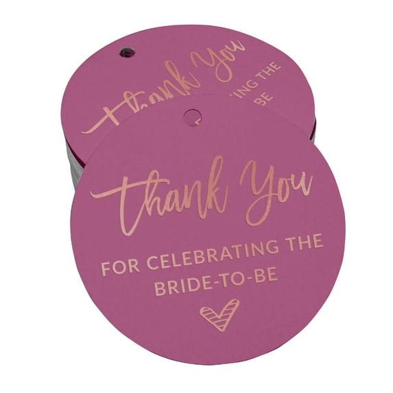 Inkdotpot 50 Pack Thank You For Celebrating The Bride To Be Bridal Shower Favor Paper Tags Craft Real Rose Gold Foil Hang Tags