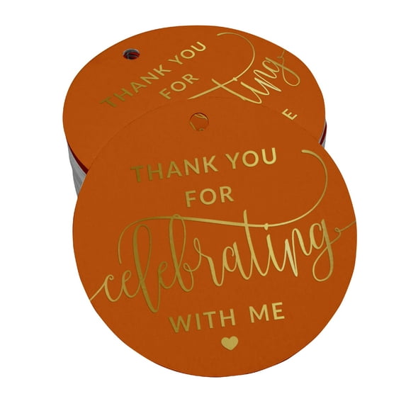Inkdotpot 50 Pack Thank You For Celebrating With Me Birthday Favor Paper Tags Craft Real Gold Foil Hang Tags