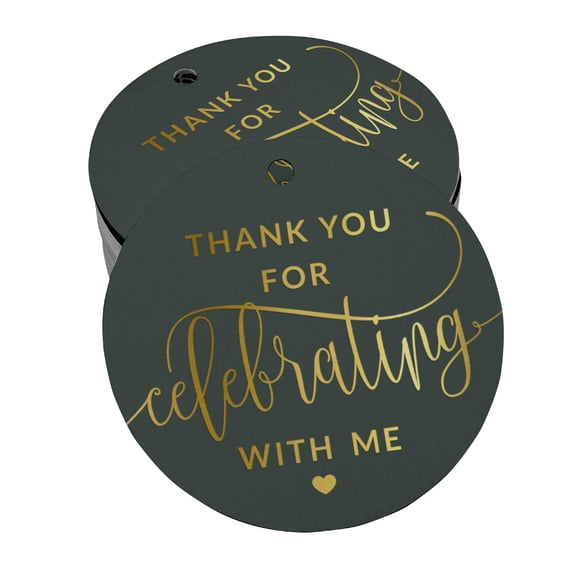 Inkdotpot 50 Pack ThankYou For Celebrating With Me Birthday Favor Paper Tag Craft Real Gold Foil Hang Tag