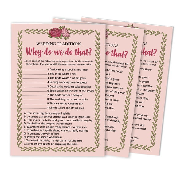 Inkdotpot 50-PackFloralWhy Do We Do That Bridal Wedding ShowerGameBachelorette Party ActivityGameCards