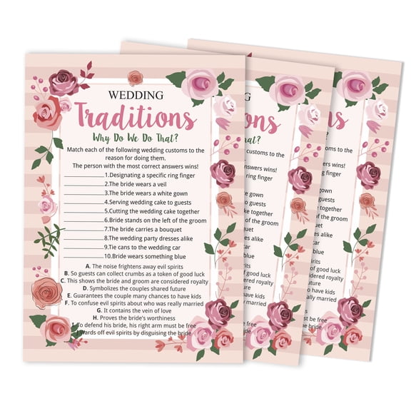 Inkdotpot 50-PackFloralWhy Do We Do That Bridal Wedding ShowerGameBachelorette Party ActivityGameCards