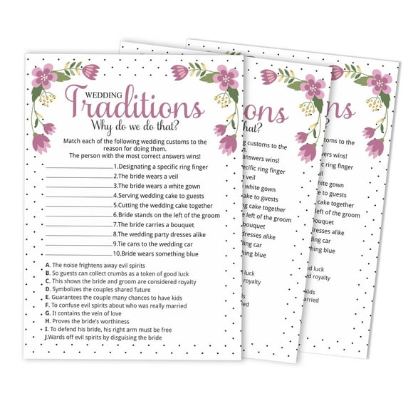 Inkdotpot 50-PackFloralWhy Do We Do That Bridal Wedding ShowerGameBachelorette Party ActivityGameCards