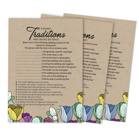 Inkdotpot 50-PackRustic Kraft FloralWhy Do We Do That Bridal Wedding ShowerGameBachelorette Party ActivityGameCards