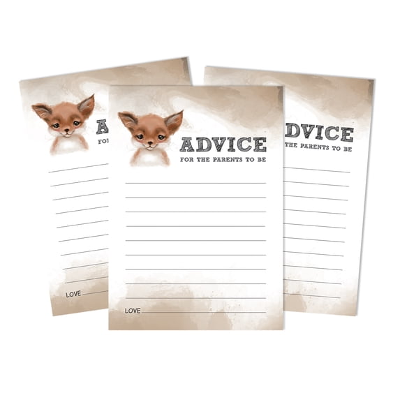 Inkdotpot 50Advice CardsFor Baby Shower Game Fox Jungle Animals Advice For New Mom & Dad Boy Or GirlParty Supplies
