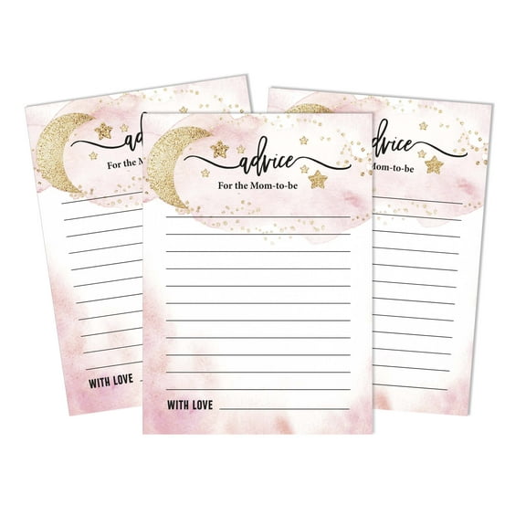 Inkdotpot 50Advice CardsFor Baby Shower Game Glitter Star Advice For New Mom & Dad Gender Reveal Boy Or GirlParty Supplies