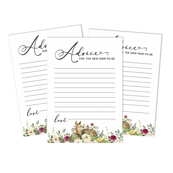 Inkdotpot 50Advice CardsFor Baby Shower Game Oh Deer Advice For New Mom & Dad Deer Animal Boy Or GirlParty Supplies