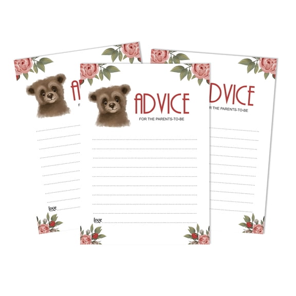 Inkdotpot 50Advice CardsNew ParentsFor Baby Shower Game Party SuppliesBear Jungle Animals Advice For New Mom & Dad