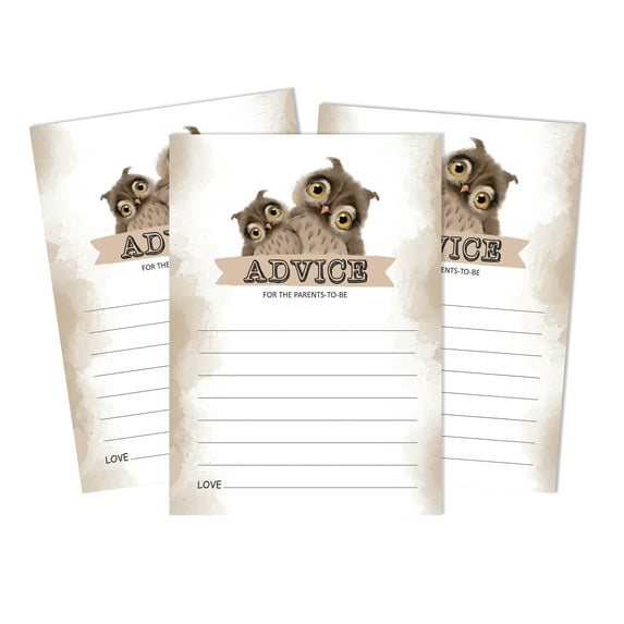 Inkdotpot 50Advice CardsNew ParentsFor Baby Shower Game Party SuppliesOwl Bird Advice For New Mom & Dad