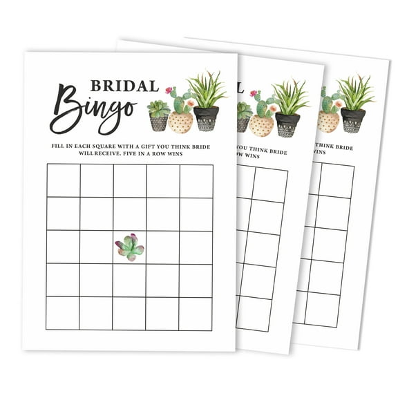 Inkdotpot 50Cactus Taco'bout loveBingoGameCardsFor Bridal Wedding Shower Bachelorette Party Bulk Blank Square Fill In Gift Ideas