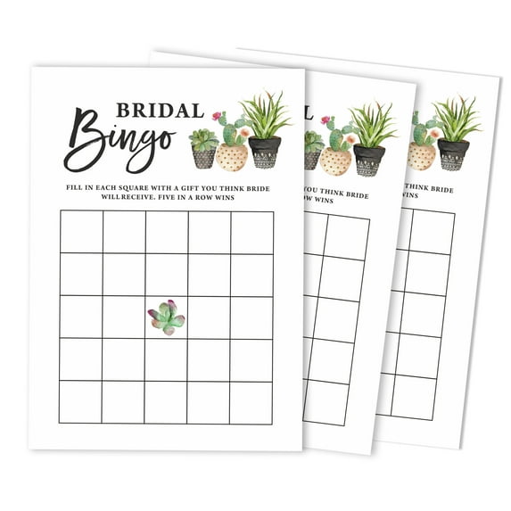 Inkdotpot 50Cactus Taco'bout loveBingoGameCardsFor Bridal Wedding Shower Bachelorette Party Bulk Blank Square Fill In Gift Ideas