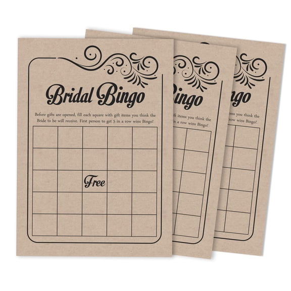 Inkdotpot 50Fill In Style KraftBingoGameCardsFor Bridal Wedding Shower Bachelorette Party Bulk Blank Square Fill In Gift Ideas