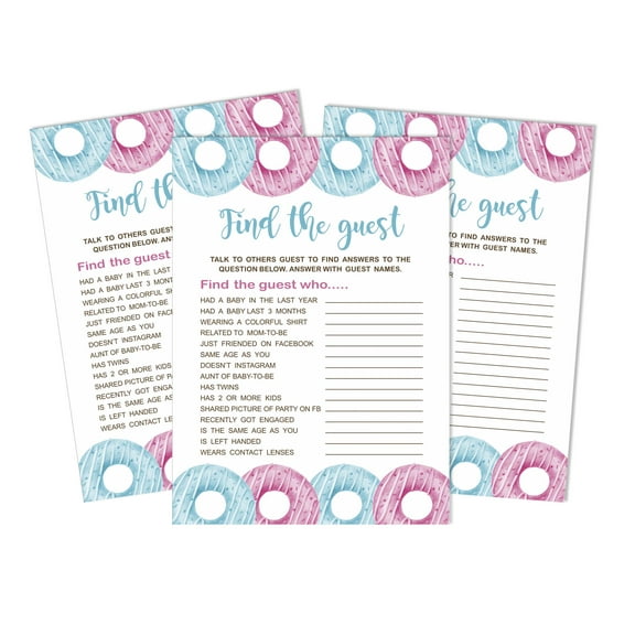 Inkdotpot 50Find The GuestBaby Shower Game Party Supply He Or She Donuts Icebreaker Party Game