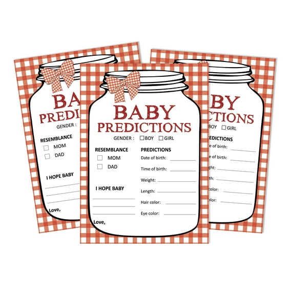 Inkdotpot 50Prediction CardsFor Baby Shower Game Gender Neutral BBQ Party Supplies-Fun Baby Shower Game Favors