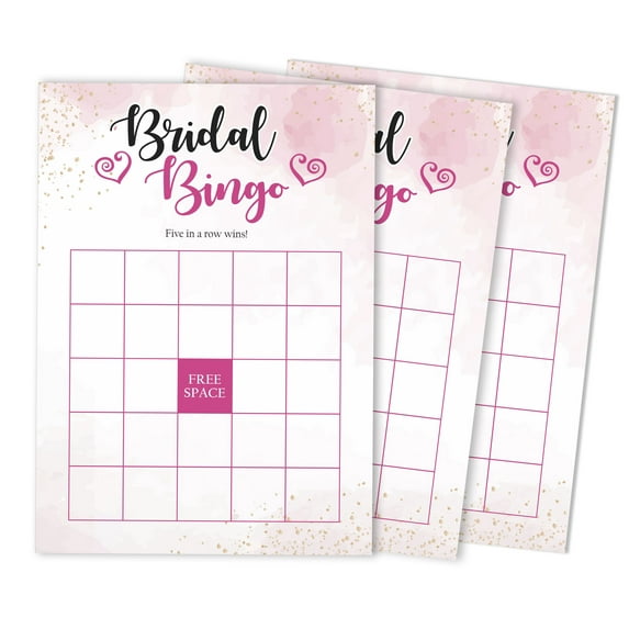 Inkdotpot 50Watercolor SplashBingoGameCardsFor Bridal Wedding Shower Bachelorette Party Bulk Blank Square Fill In Gift Ideas