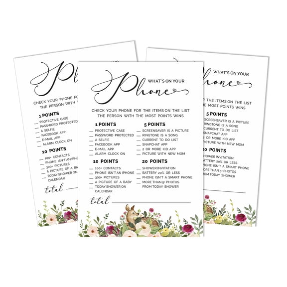 Inkdotpot 50What'sIn Your PhoneBaby Shower GameCards Its A Boy Its A Girl Activity CardsPartyIdea Deer Animal Baby Shower Party Supply