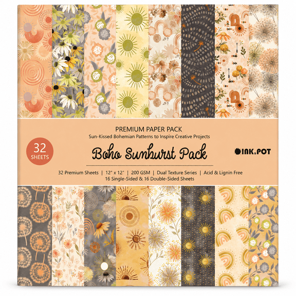 Inkdotpot 9X6" Scrapbook Paper Pack, 32 Sheets,Paper for Card Making