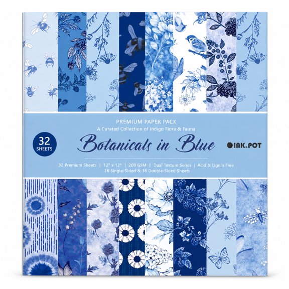 Inkdotpot 9X6" Scrapbook Paper Pack, 32 Sheets,Paper for Card Making